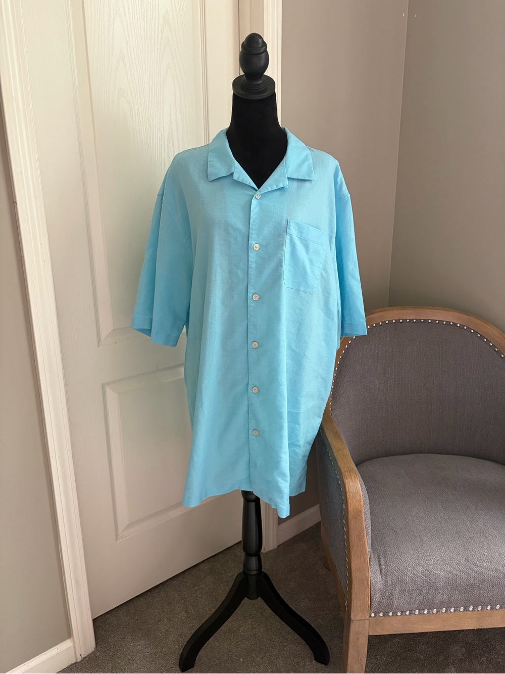 Tommy Bahama Light Blue Short-Sleeve Shirt Jacket
